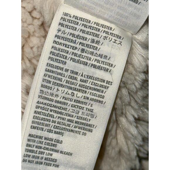 Abercrombie & Fitch Cream Tan Faux Fur Sherpa Hoodie Sweatshirt Jacket Womens L - Picture 4 of 10